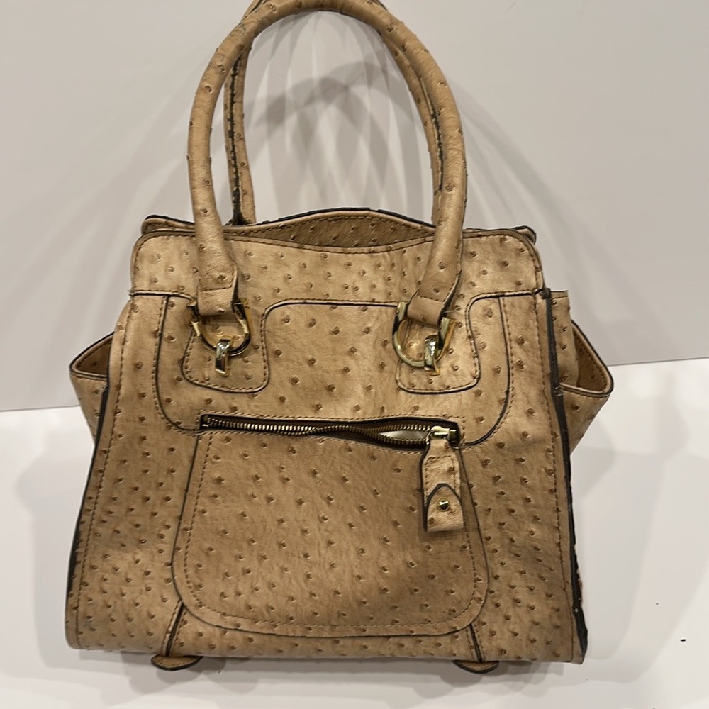 London Fog Cream and Tan Shoulder Bag